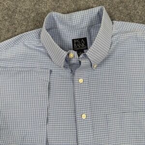 Jos A Bank Shirt‎ Large Blue Travelers Collection Checkered Short Sleeve Men's